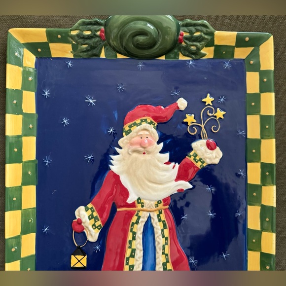 Stunning Handpainted 3D Christmas Santa Ceramic Platter By Dante’s Design Group - Picture 3 of 5
